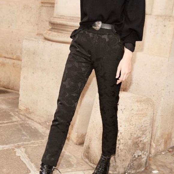 The Kooples silk paisley black drawstring ankle cropped pull-on pants $288 - Picture 2 of 3